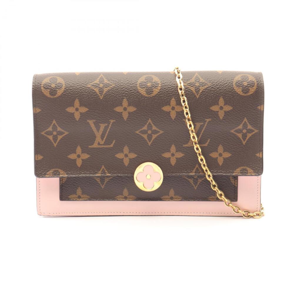 Louis Vuitton Portefeuille Flore Chain Shoulder Bag Canvas Leather Monogram